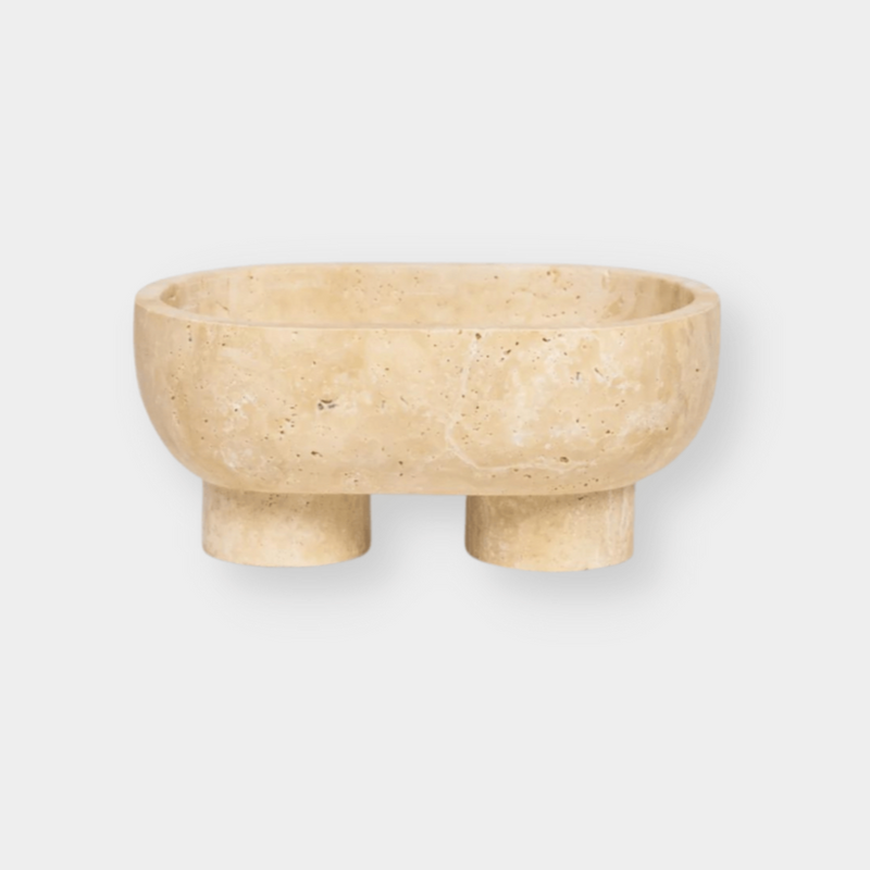 CoTheory Accessories CoTheory The Muse Footed Oval Tray - Beige Travertine (7921177886969)