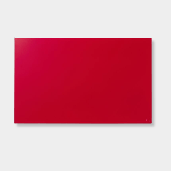 Red magnetic storyboard with powder coated finish designed to match Mustard Made lockers.