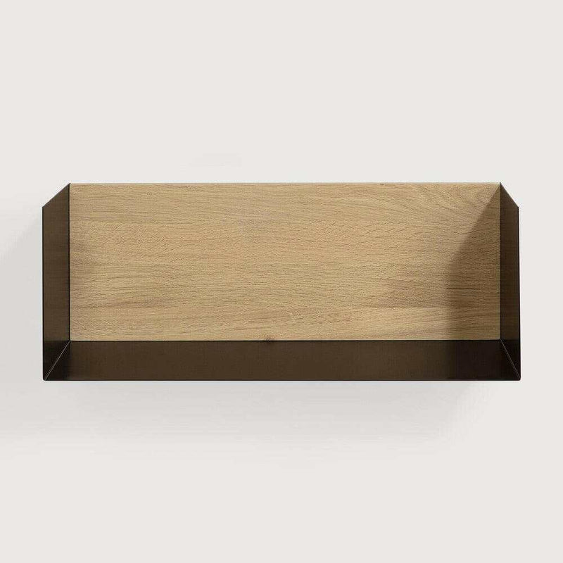 Ethnicraft Black Oak U Shelf medium size with oiled solid oak and black metal frame