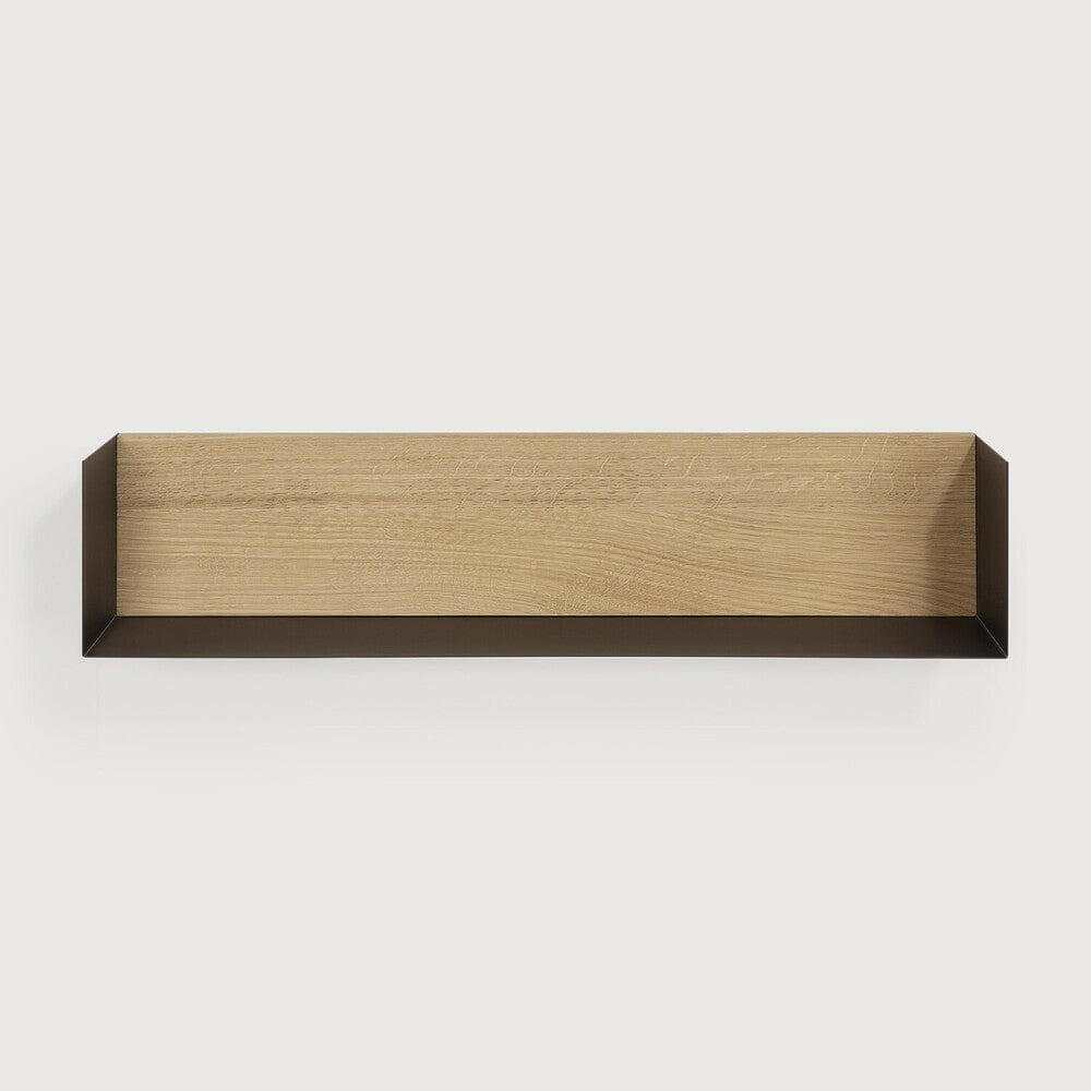 Ethnicraft Black Oak U Shelf large with solid oak back and black metal frame wall-mounted design