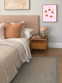 Oak framed Lottie Rae Gangstas' Paradise 11 fine art canvas print in bedroom setting