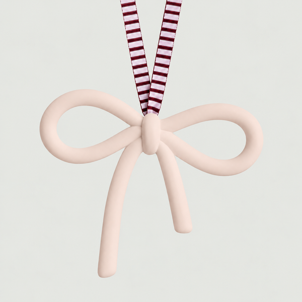 norsu STUDIO Christmas Oversized Ceramic Bow Ornament, 12cm x 10cm, Blush
