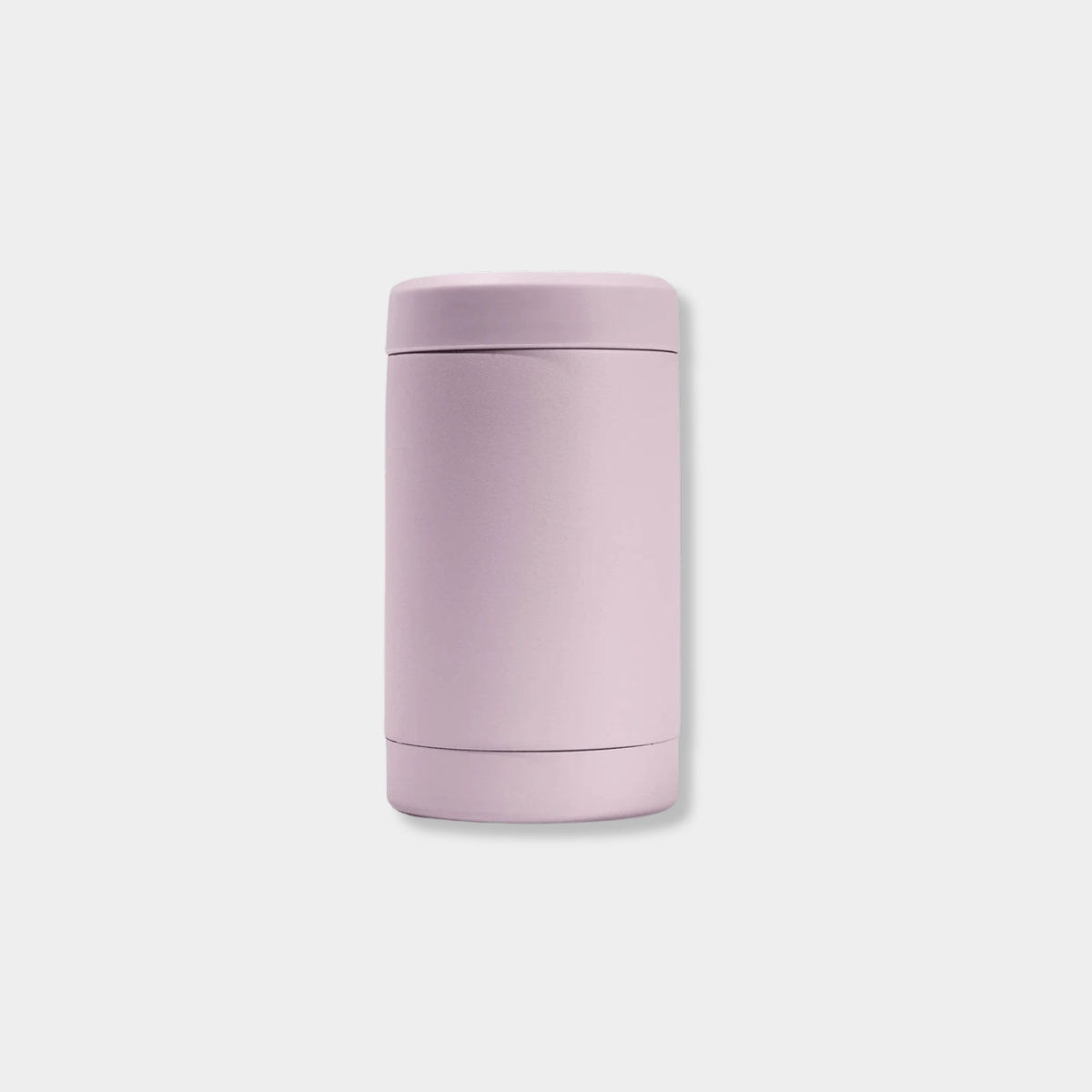 Mauve Beysis Can Cooler made from stainless steel with built-in bottle opener and silicone lid for 375ml cans and bottles