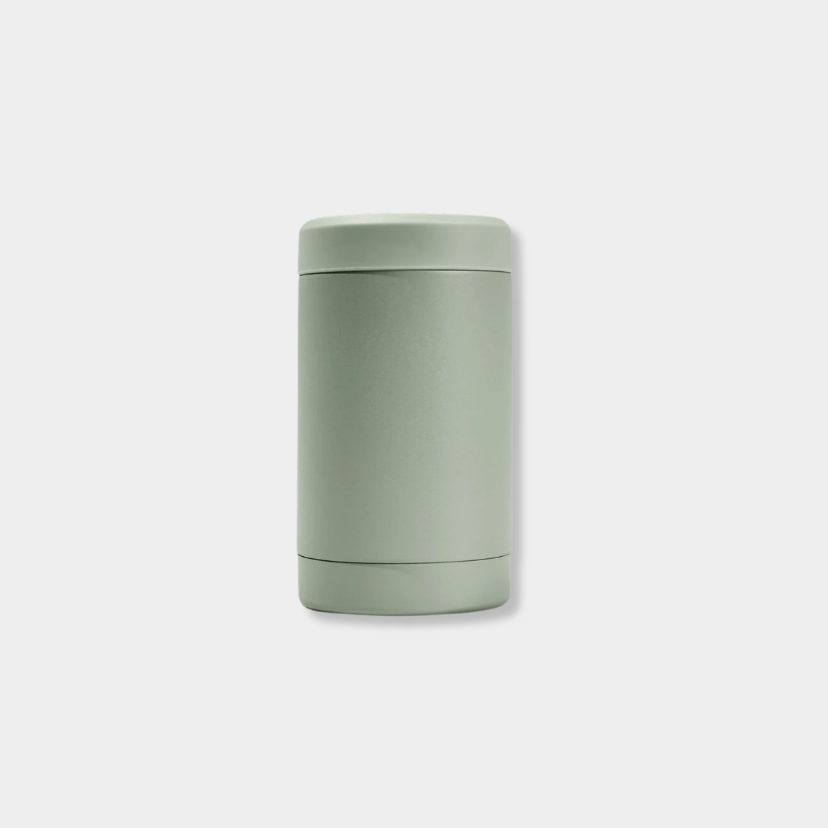 Beysis Can Cooler in sage green, stainless steel insulated drink holder with built-in bottle opener