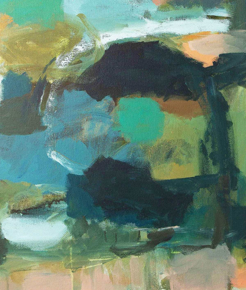 Abstract limited edition print "Zenith" by Lucy Rice featuring bright pastel tones and metaphysical landscape forms.
