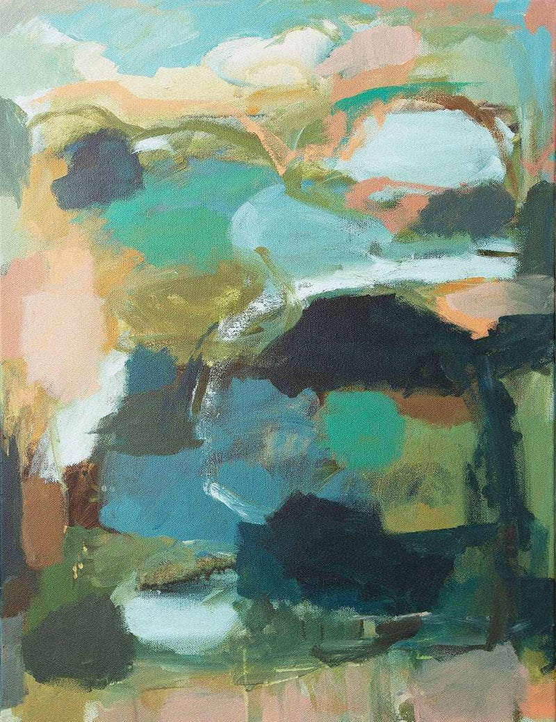 Limited edition abstract landscape print "Zenith" by Lucy Rice with bright pastel tones, available in 70x91cm on paper or canvas.