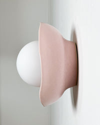 Robert Gordon Shell Wall Sconce ceramic wall light, hand glazed in Rose Quartz | norsu Interiors