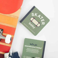 Skater Baby board book with skateboard illustration for toddlers aged 0-4, durable triple-layered pages and matte finish