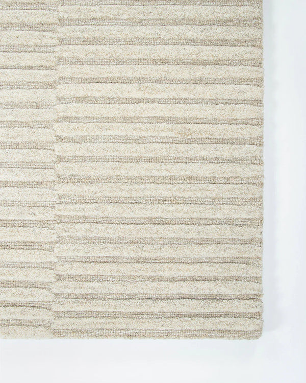 Baya Anni Floor Rug Almond handcrafted wool checkerboard design in neutral tones