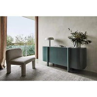 GlobeWest Artie Buffet in twilight color with curved design in modern living room setting