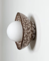 Robert Gordon Shell Wall Sconce ceramic wall light, hand glazed in White Ochre | norsu Interiors