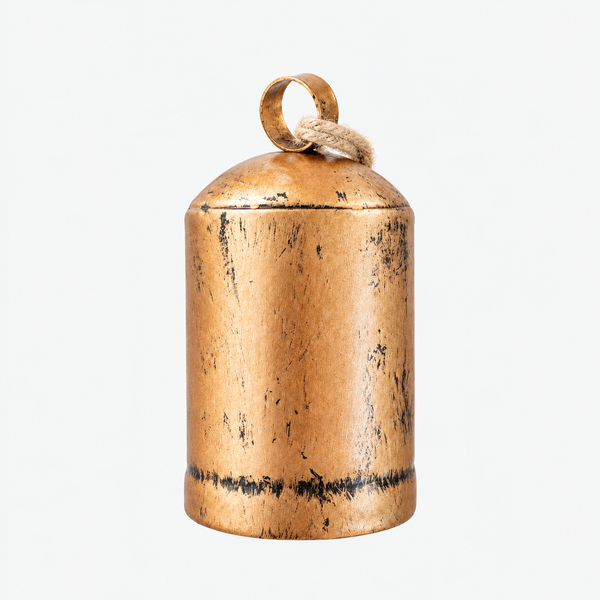 norsu STUDIO Antique Gold Metal Bell Decoration – 7cm, Ready to Hang
