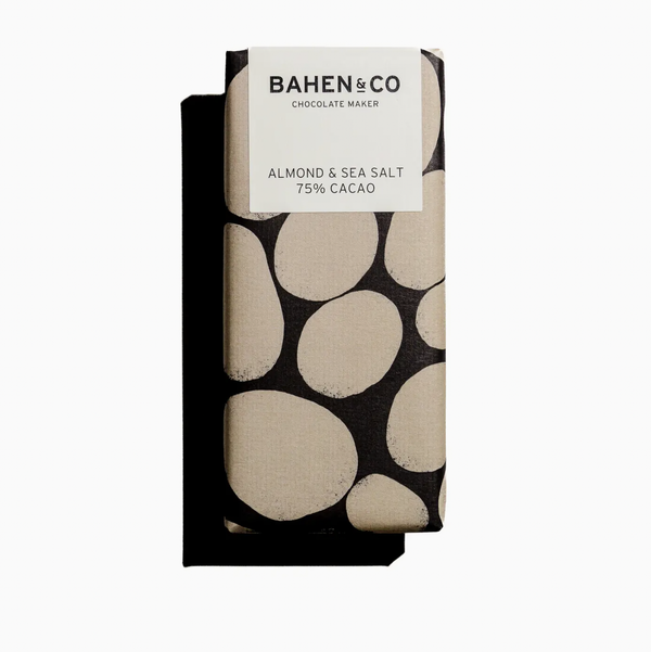 Bahen & Co Almond & Sea Salt 75% Cacao chocolate bar 75g