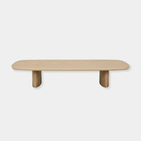 GlobeWest Seb Balance Coffee Table in natural oak with boat-shaped top and rounded edges