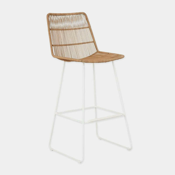 GlobeWest Granada Sleigh Barstool, Natural & White | Norsu Interiors
