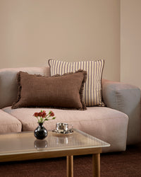 Baya Dover Oblong Cushion - Chocolate styled
