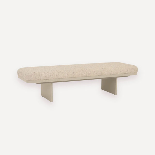 GlobeWest Hugo Bridge Bench Seat - White Bark - Matt Oatmeal