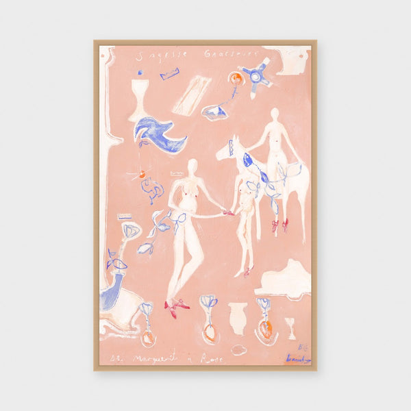 Gracious Wisdom fine art print framed in natural timber behind glass