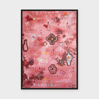 Honest Hearts Bloom fine art print framed in black stained timber behind glass