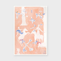 Honoured Presence fine art print framed in white stained timber behind glass