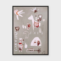 In The Meadows Dance Free fine art print framed in black stained timber behind glass