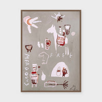In The Meadows Dance Free fine art print framed in dark stained timber behind glass