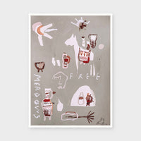 In The Meadows Dance Free fine art print framed in white stained timber behind glass