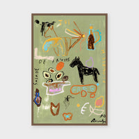 Salade De Fruits fine art print framed in dark stained timber behind glass