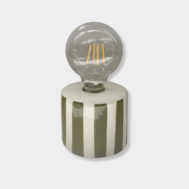 Object Paris Lamps Object Paris Battery Operated Lamp - Khaki Striped