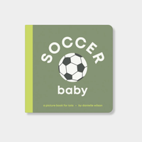 Soccer Baby board book for toddlers with a soccer ball illustration on the cover