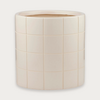 Boyd ceramic tile pot in ivory on a soft grey background
