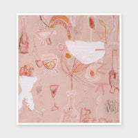 Pink Perfume paper print framed behind glass in White Stained Timber