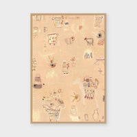 Sunshine Soul paper print framed behind glass in Natural Timber