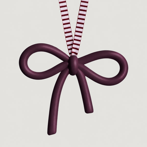 norsu STUDIO Christmas Oversized Ceramic Bow Ornament, 12cm x 10cm, Burgundy