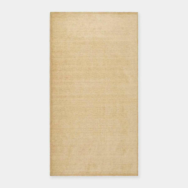 GlobeWest Bower Frame Rug in butter color, hand woven 100% wool, rectangular indoor area rug.