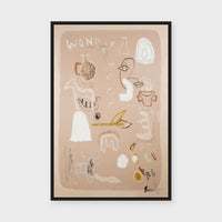 Wonder-Full paper print framed behind glass in Black Stained Timber