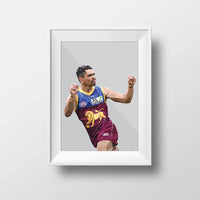 DG Designs Dom Gauci kids art print of Brisbane Lions Charlie Cameron in grey
