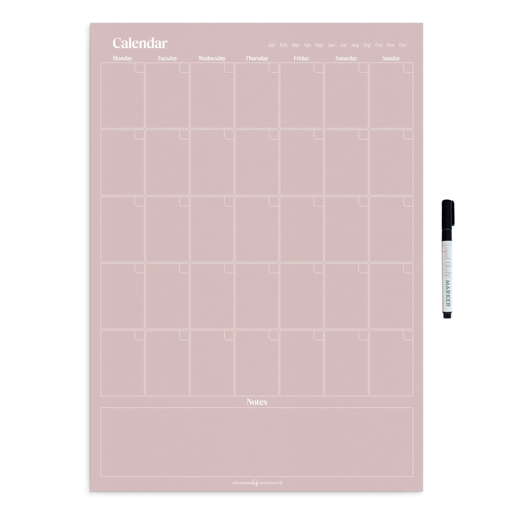 Peel & Stick Wall Planner reusable A2 monthly calendar with notes and chalk marker
