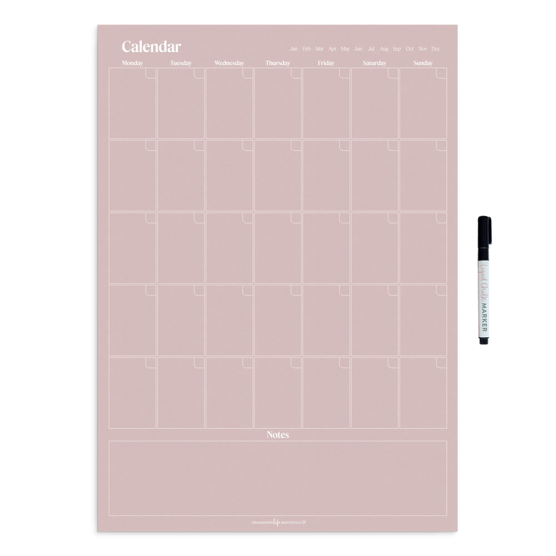 Peel & Stick Wall Planner reusable A2 monthly calendar with notes and chalk marker
