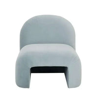 Alva Occasional Chair in celeste velvet with curved modern design and wooden frame