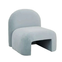 Alva Occasional Chair in celeste velvet upholstery with modern curved design and wood frame