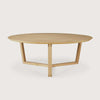 Ethnicraft tripod coffee table in natural oak with round top and solid timber legs