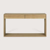 Ethnicraft Nordic Console in natural oak with 2 drawers and open bottom shelf, solid European oak wood design