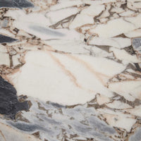 Globe West Amara oval coffee table with natural ocean marble top and bold round legs