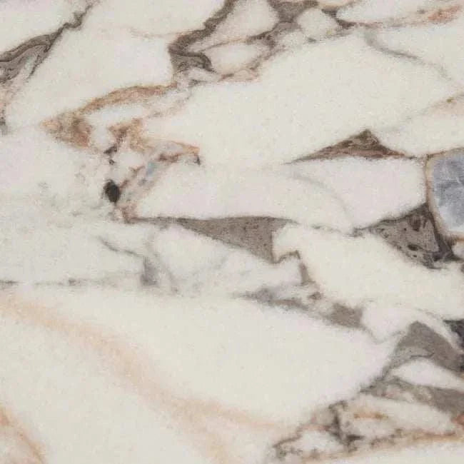Close-up of Ocean Marble top with natural veining on GlobeWest Elsie Bedside table