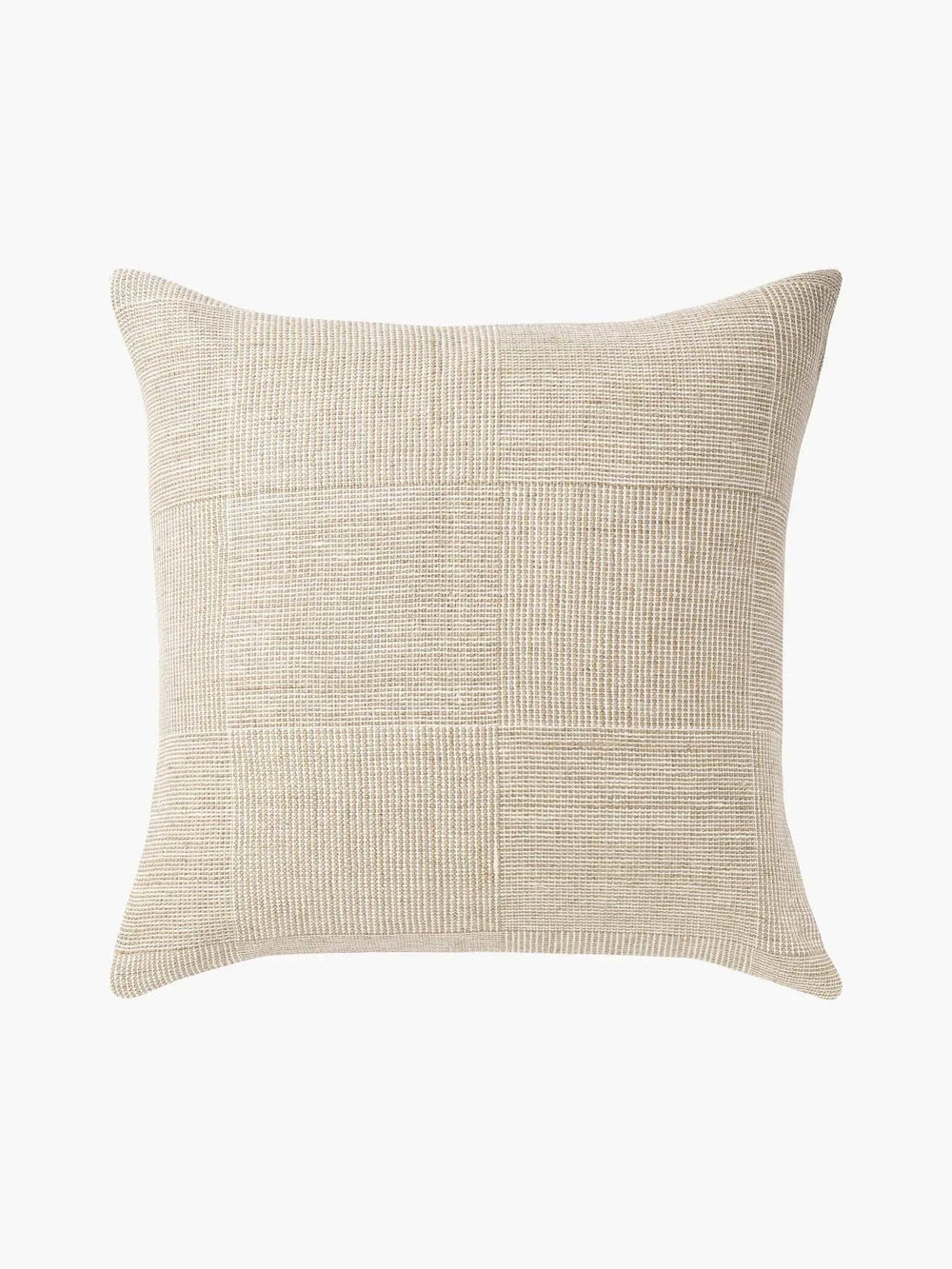 Vida Linen Cushion in khaki with woven check texture and plush feather insert