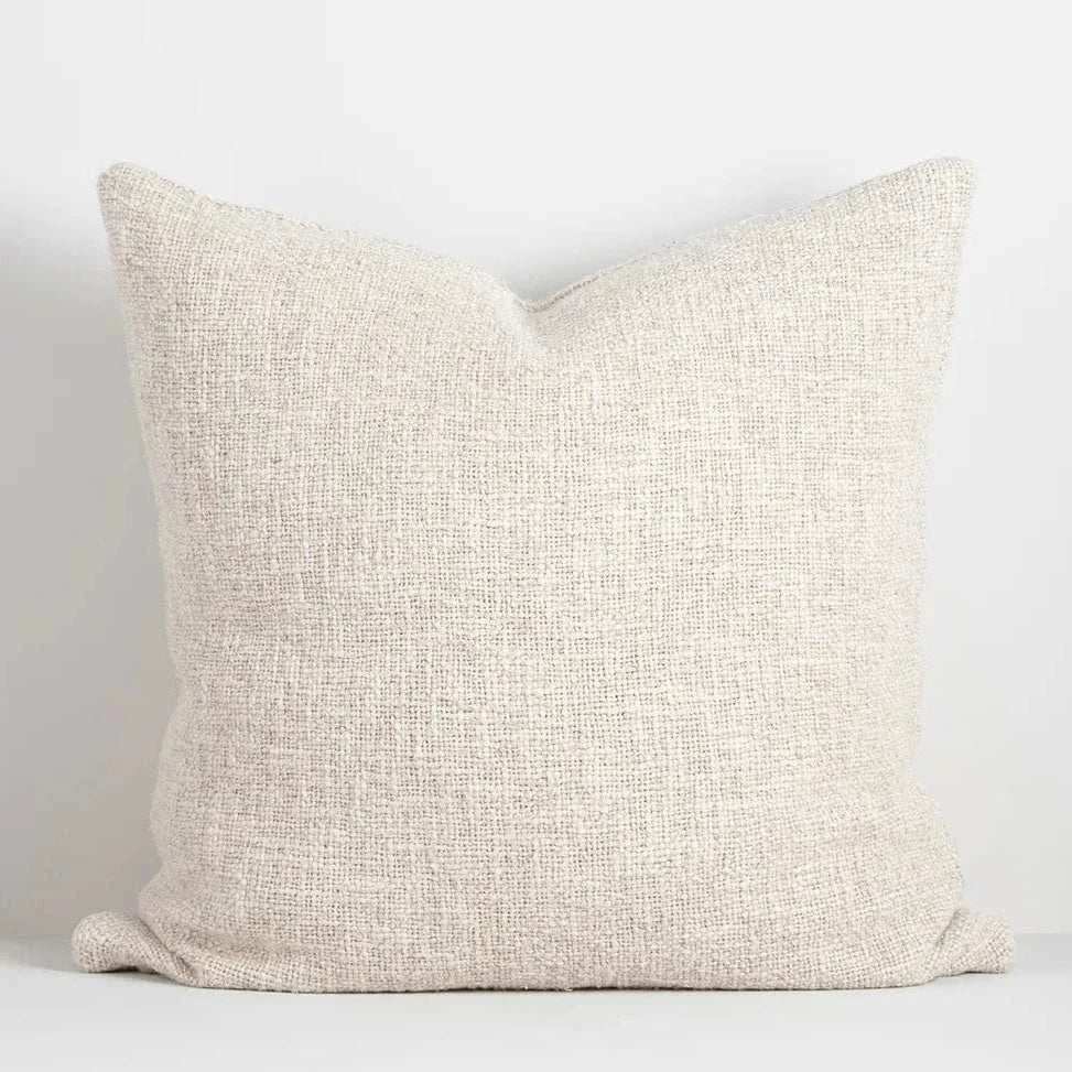 Baya Cyprian Cushion in oatmeal color with natural-fibre blend and handwoven texture, 50x50cm size
