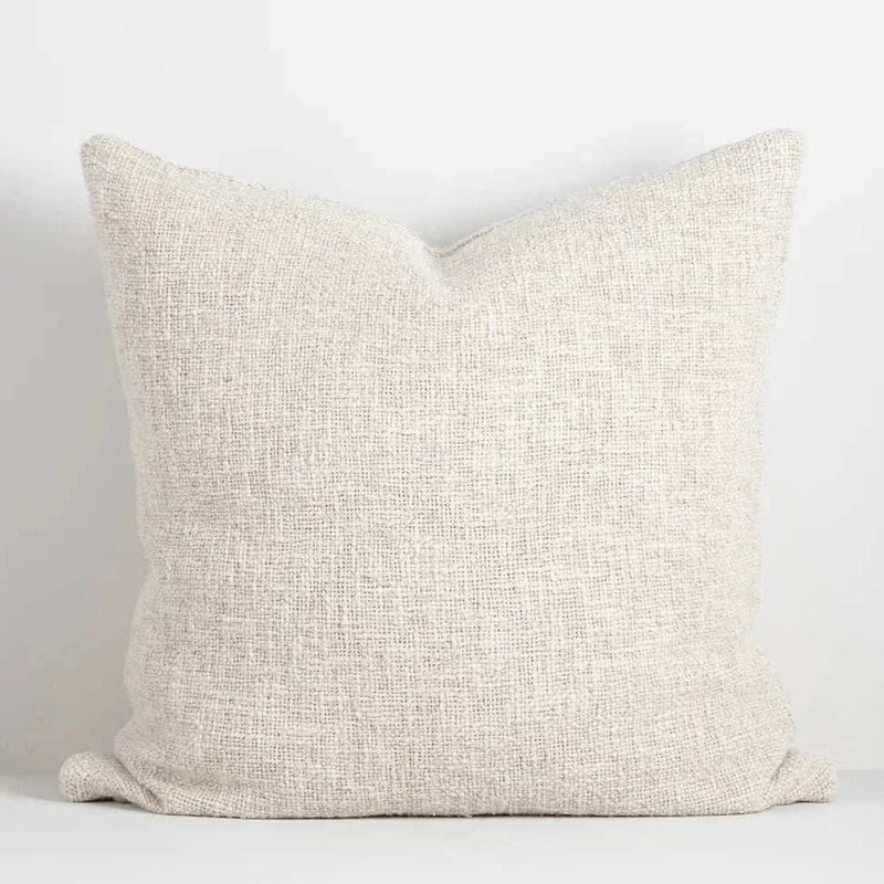 Baya Cyprian Cushion in oatmeal color with natural-fibre blend and handwoven texture, 50x50cm size