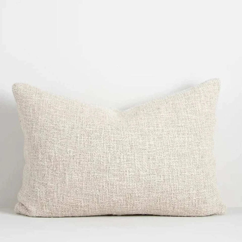 Baya Cyprian Oblong Cushion in oatmeal color with textured cotton, linen, and viscose fabric, 40x60cm size.