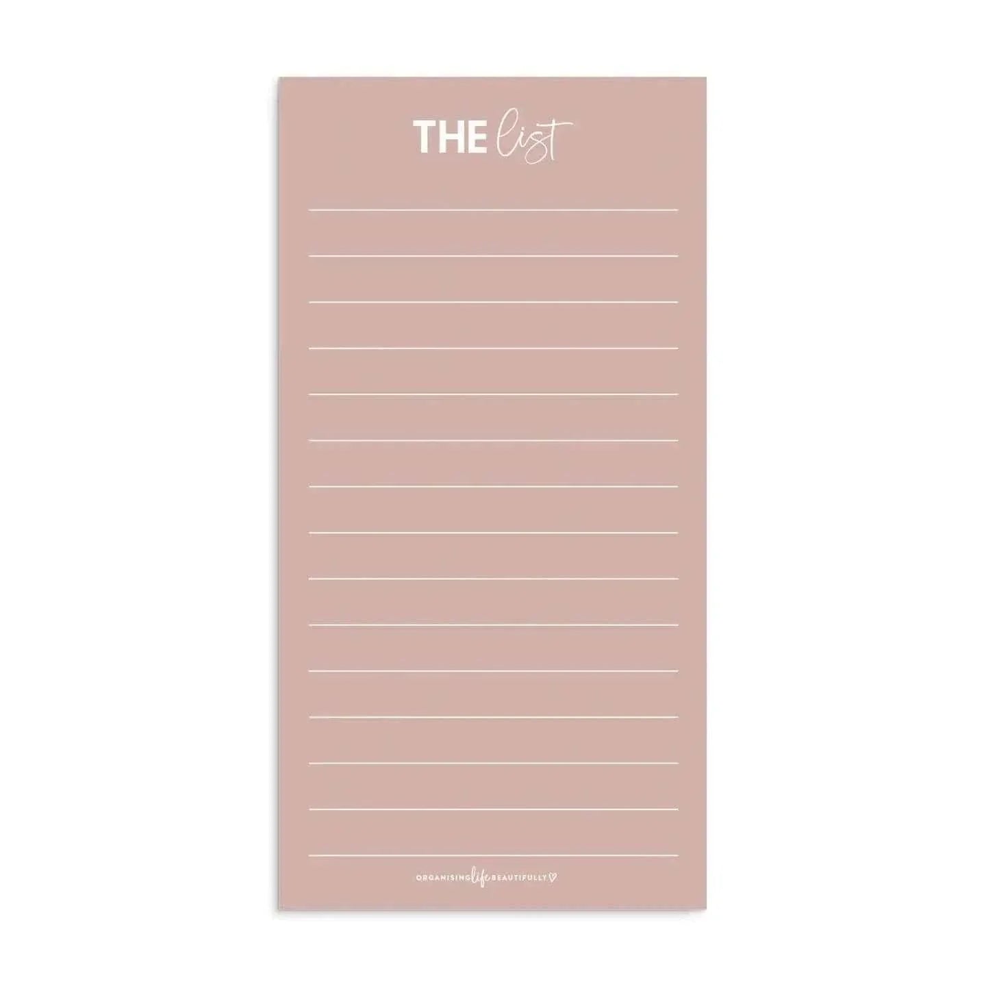 Blush reusable fridge shopping and to-do list with magnetic backing and wipe-clean surface